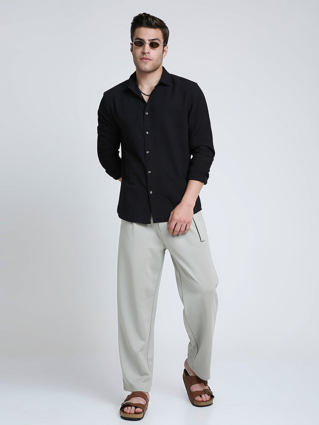 Storm Black Ripple Detail Textured Shirt