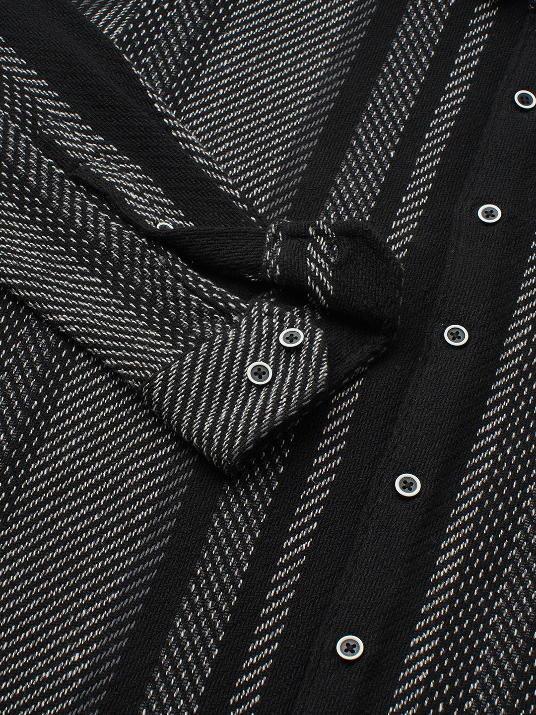 Black Gleam Tweed Stripes Shirt