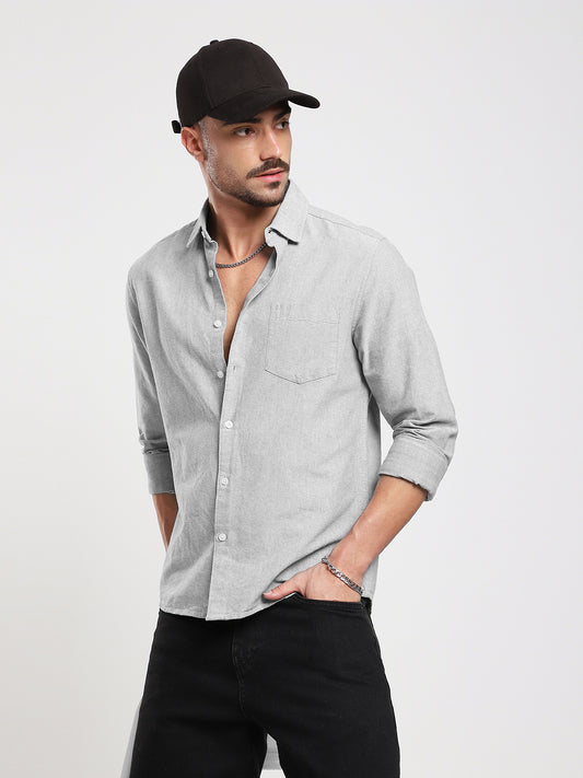 Ash Grey Refined Weave Oxford Shirt