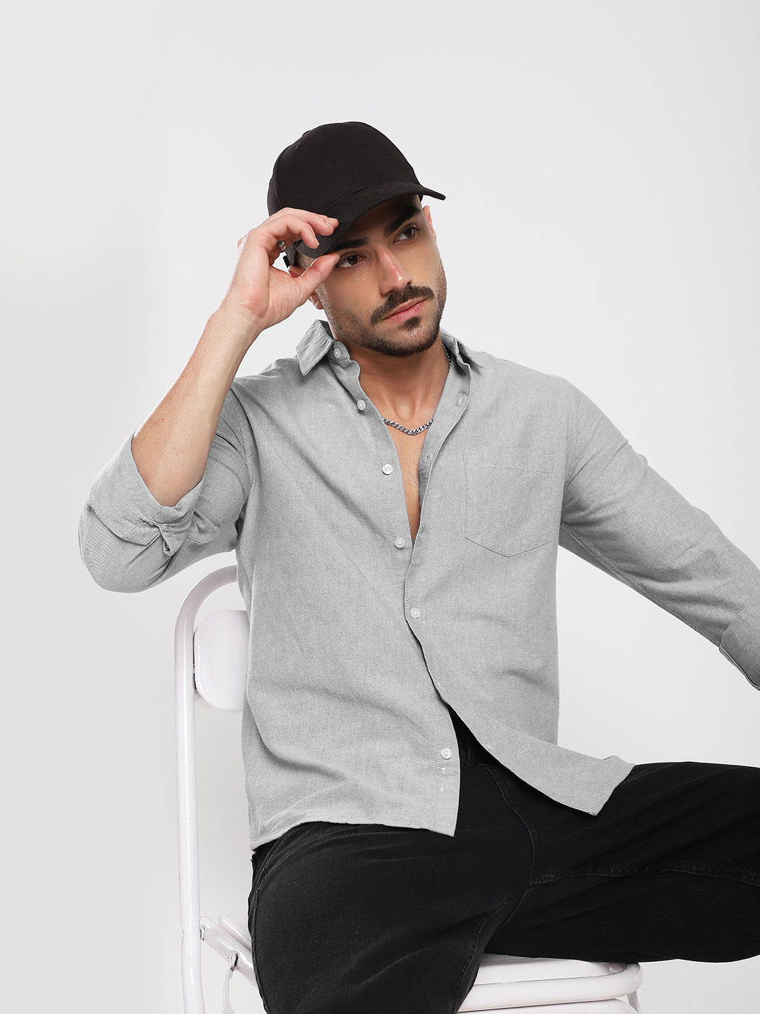 Ash Grey Refined Weave Oxford Shirt