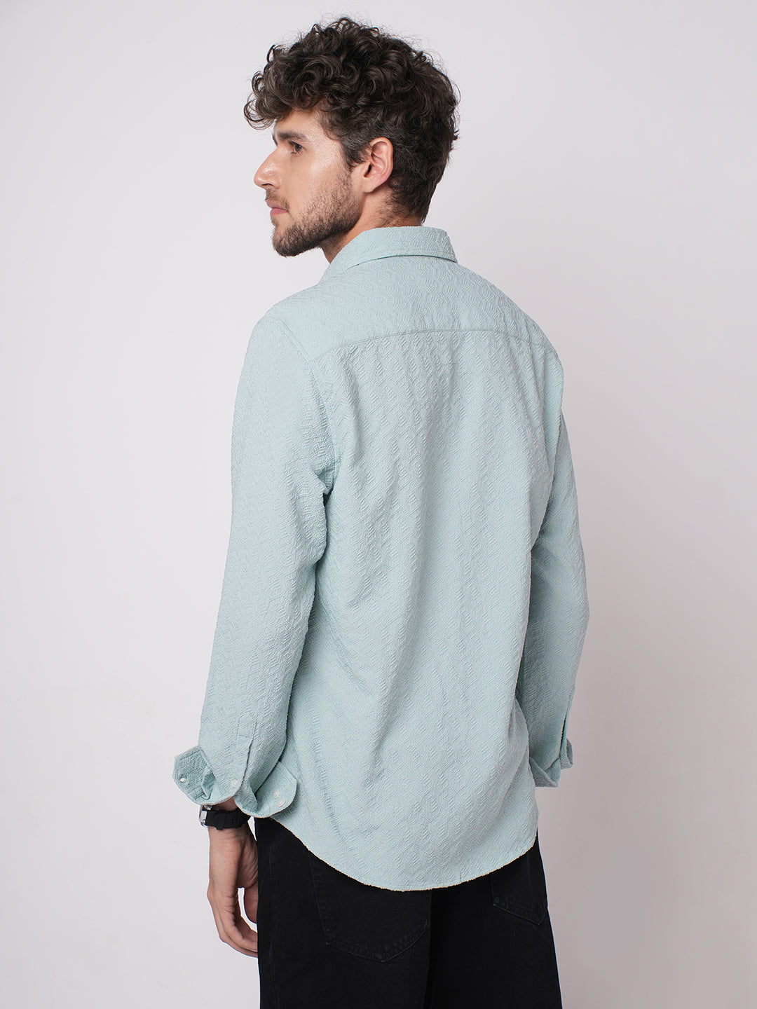 Aqua Blue Textured Shirt