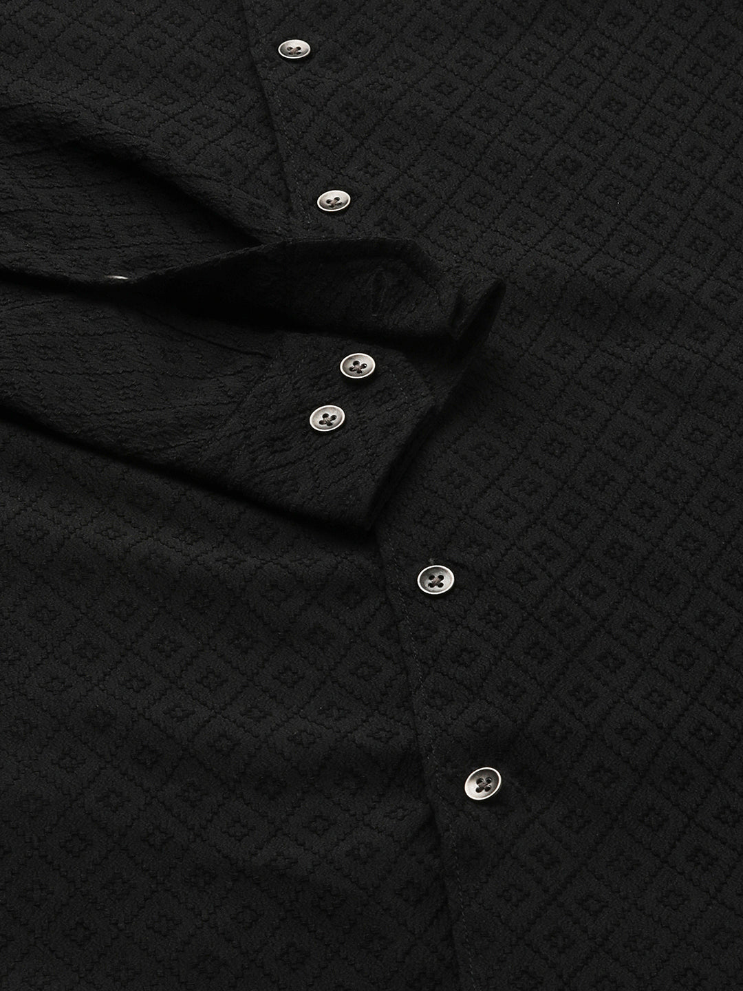 Sable Black Ornate Textured Shirt