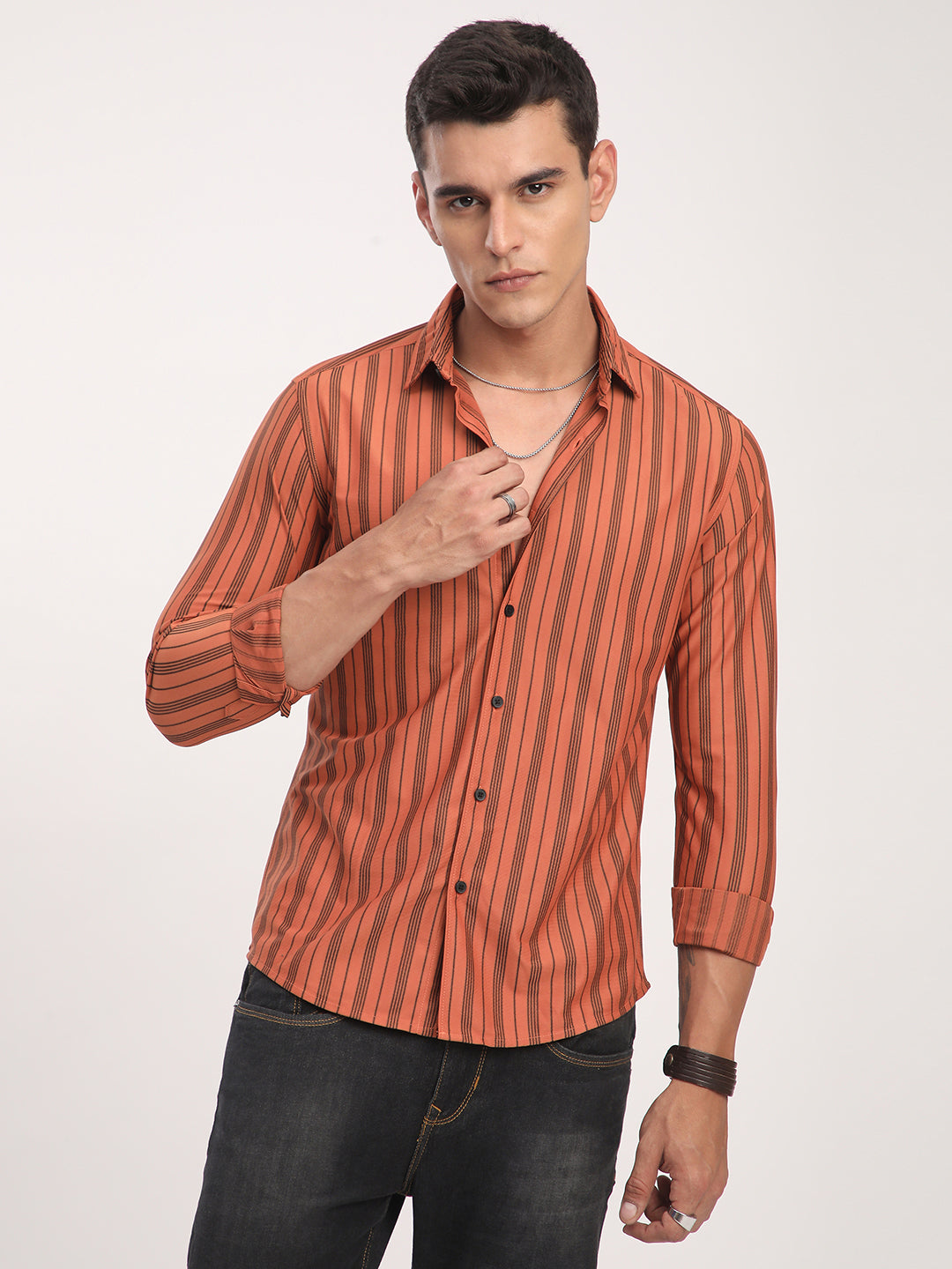 Tawny Orange Striped Shirt
