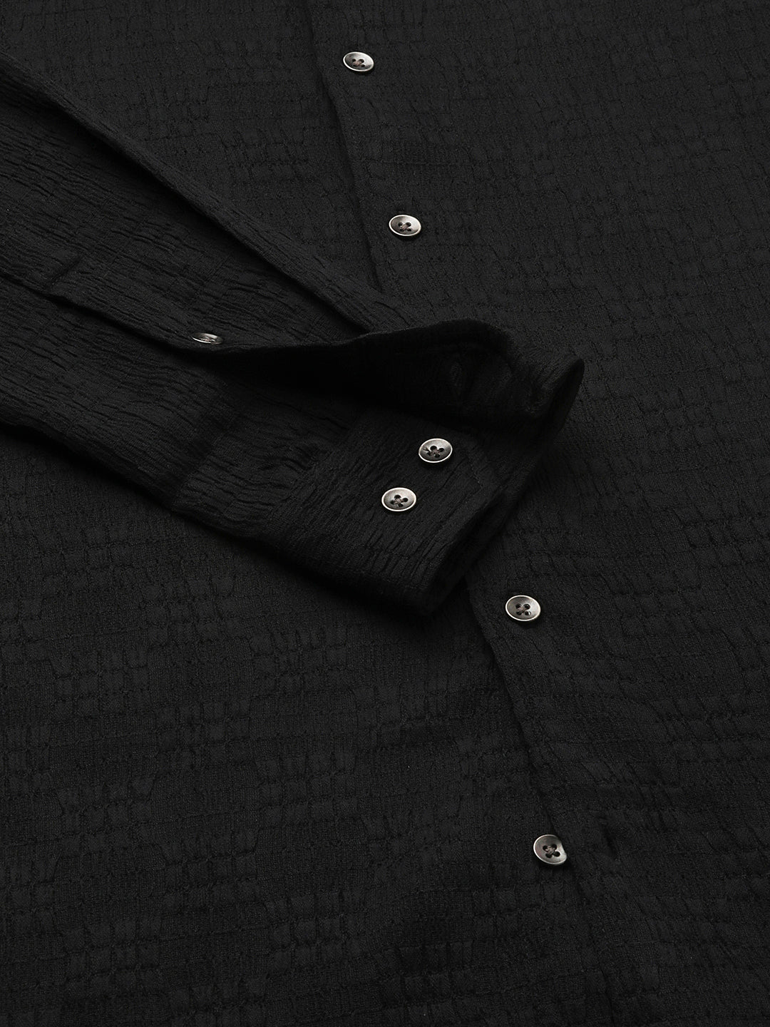 Deep Black Crinkled Textured Shirt