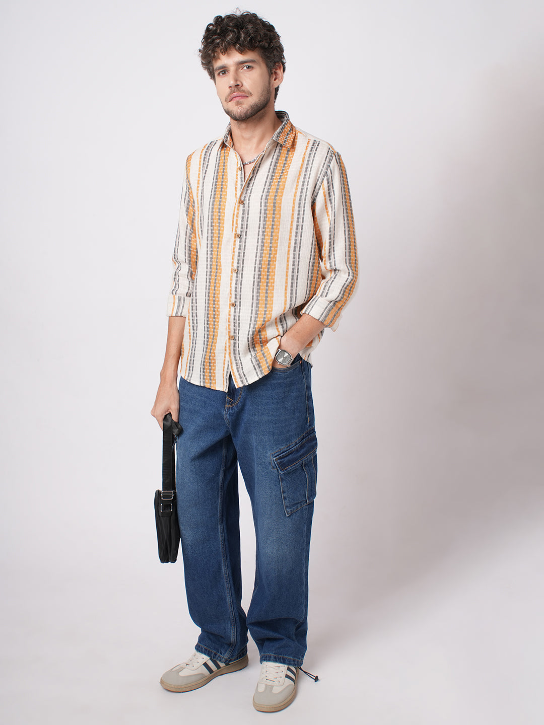 Stylish Multicolor Dobby Striped Shirt