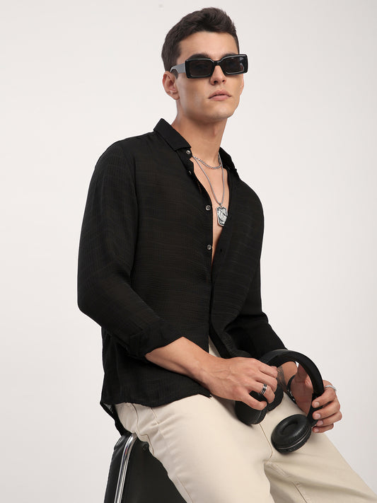 Black Stratum Crinkled Shirt