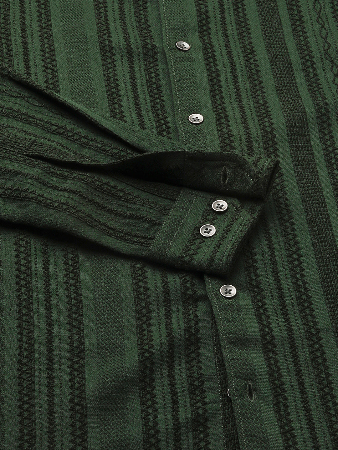 Mughal Green Jacquard Striped Shirt