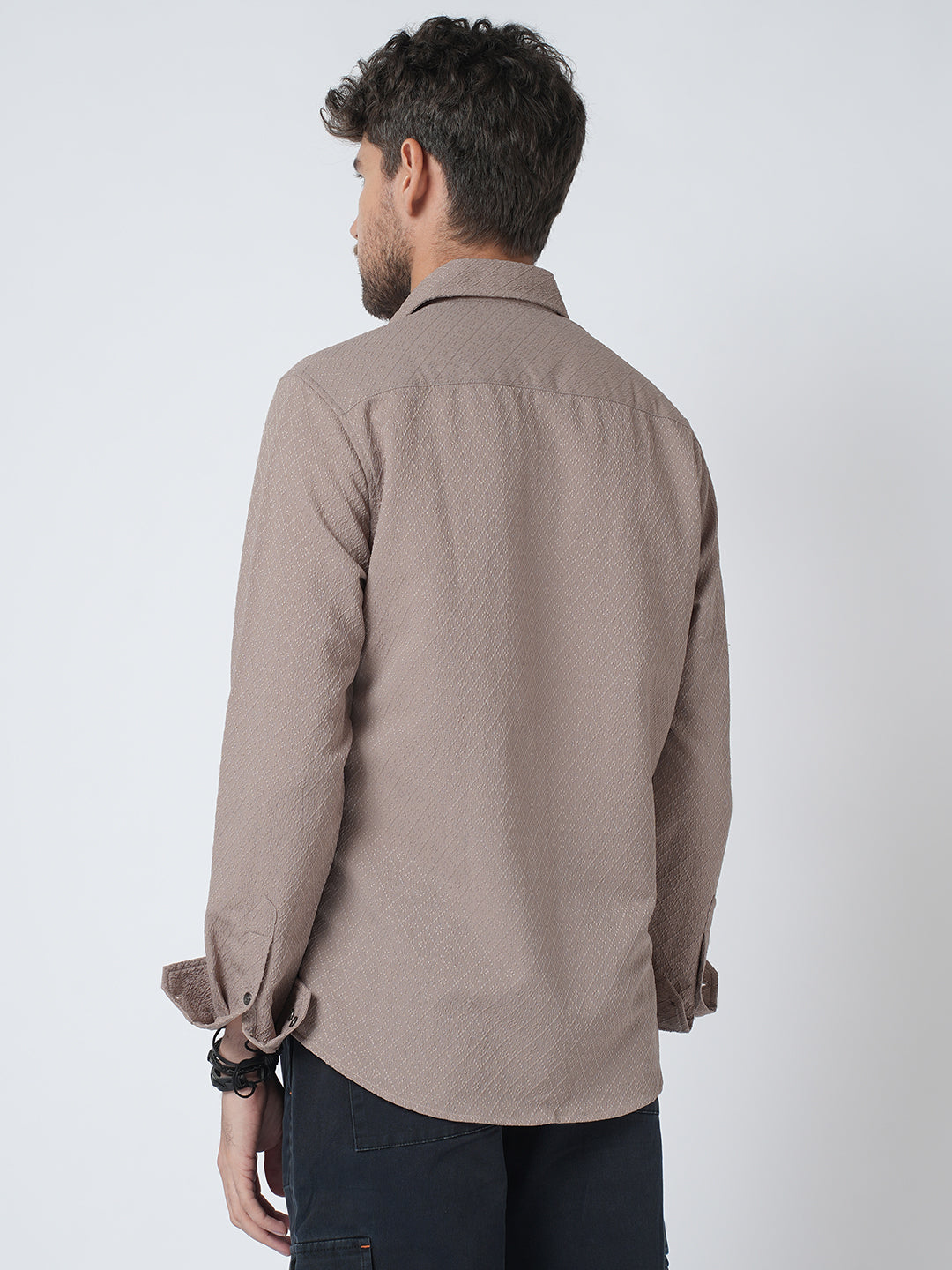 Chestnut Brown Diamond Textured Shirt