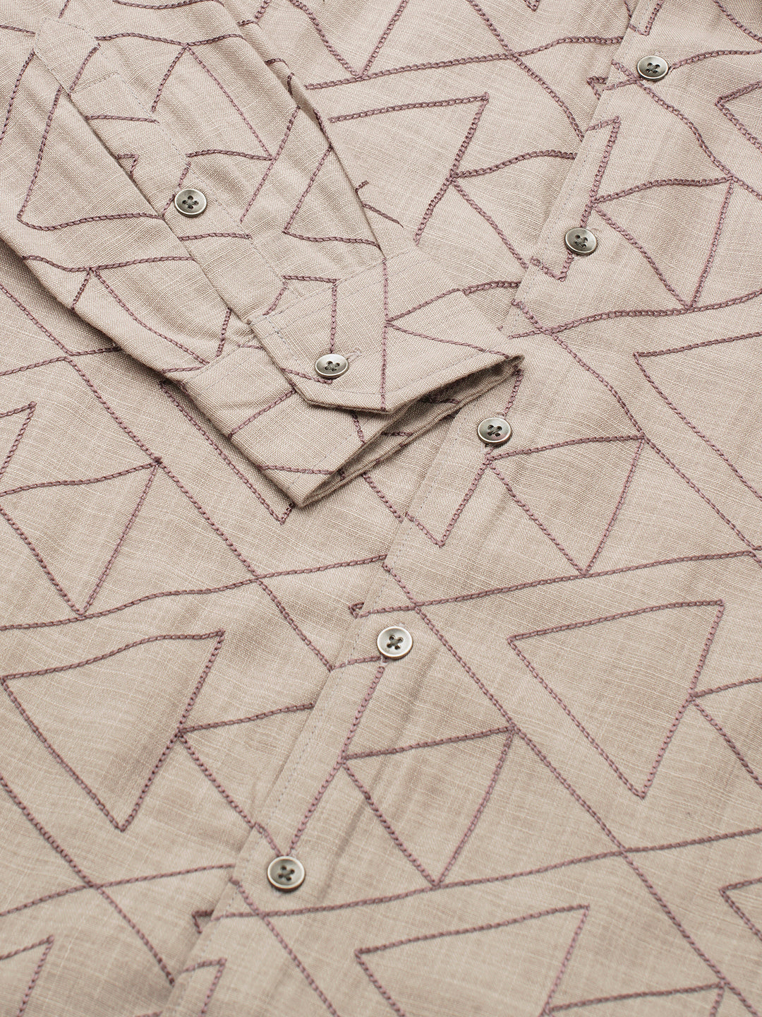 Cashmere Brown Contrast Embroidery Shirt