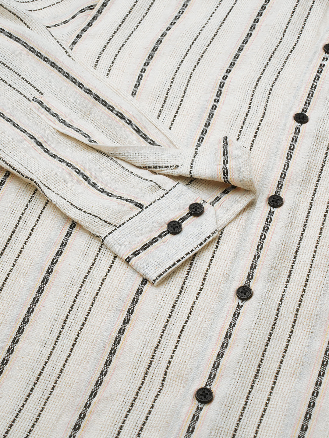 Minimal Ivory Loomed Stripe Shirt