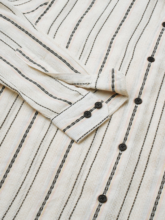 Minimal Ivory Loomed Textured Shirt