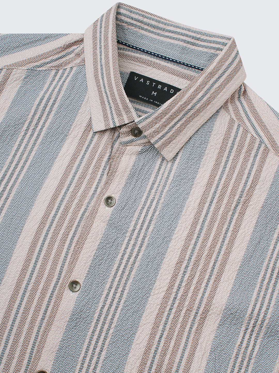 Vintage Herringbone Multistripe Driftwood Crinkled Shirt
