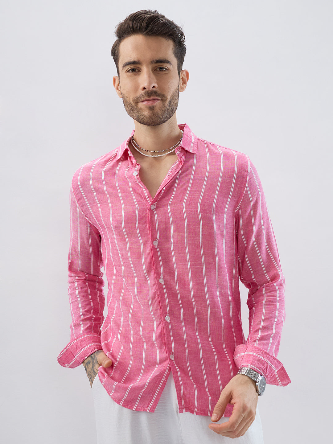 Elegant Pink Striped Shirt