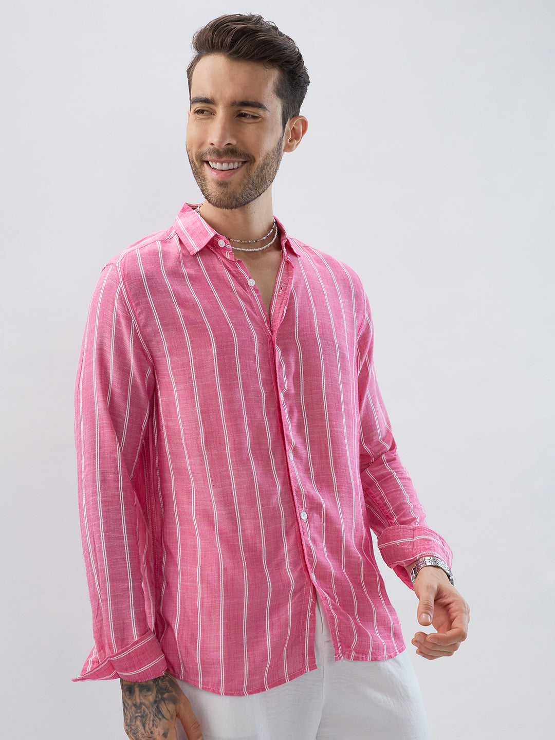 Elegant Pink Striped Shirt
