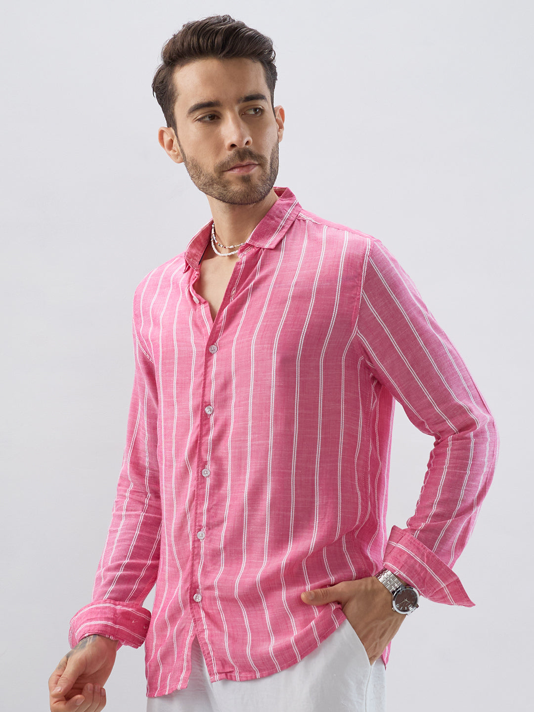 Elegant Pink Striped Shirt