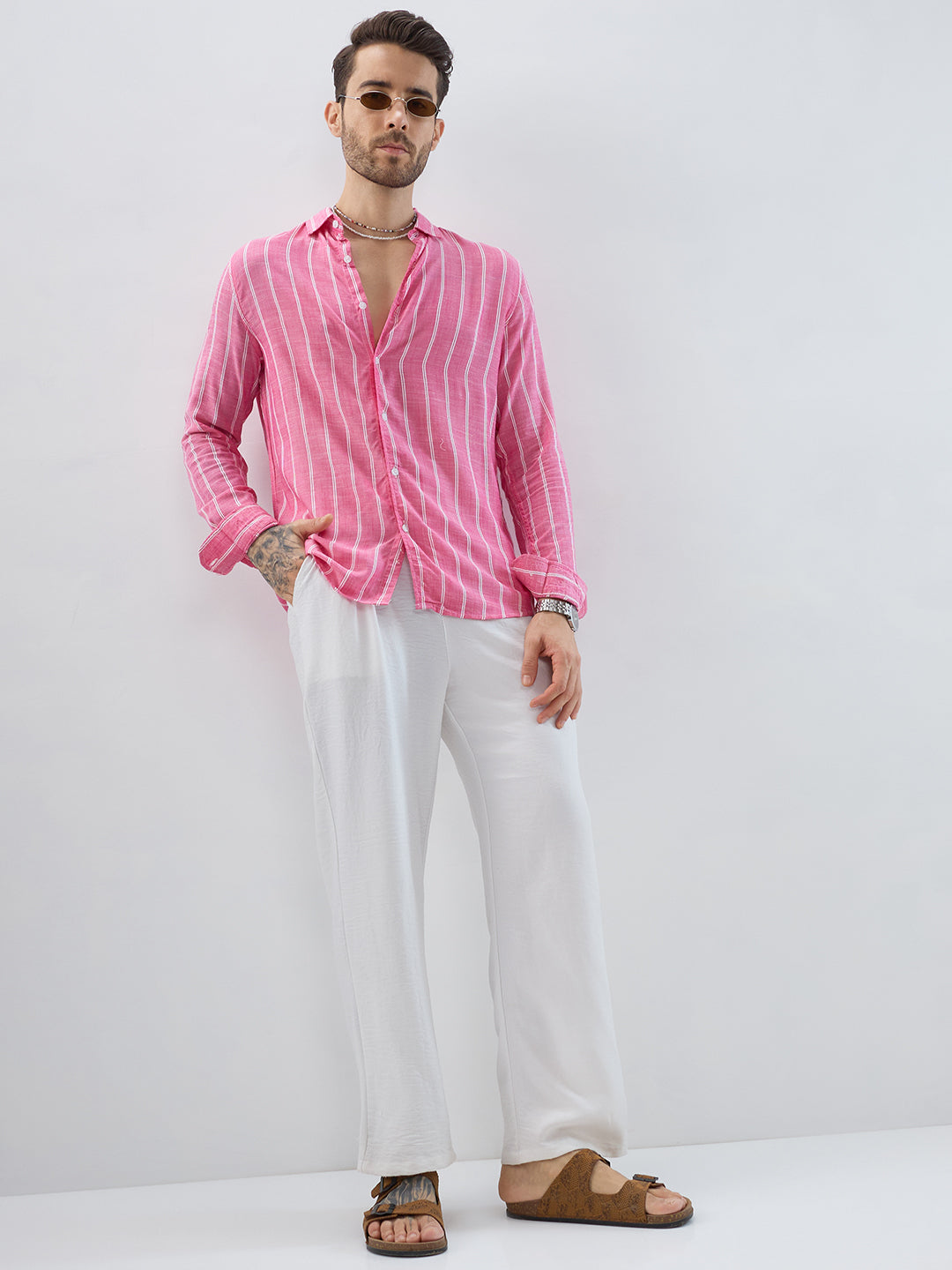 Elegant Pink Striped Shirt