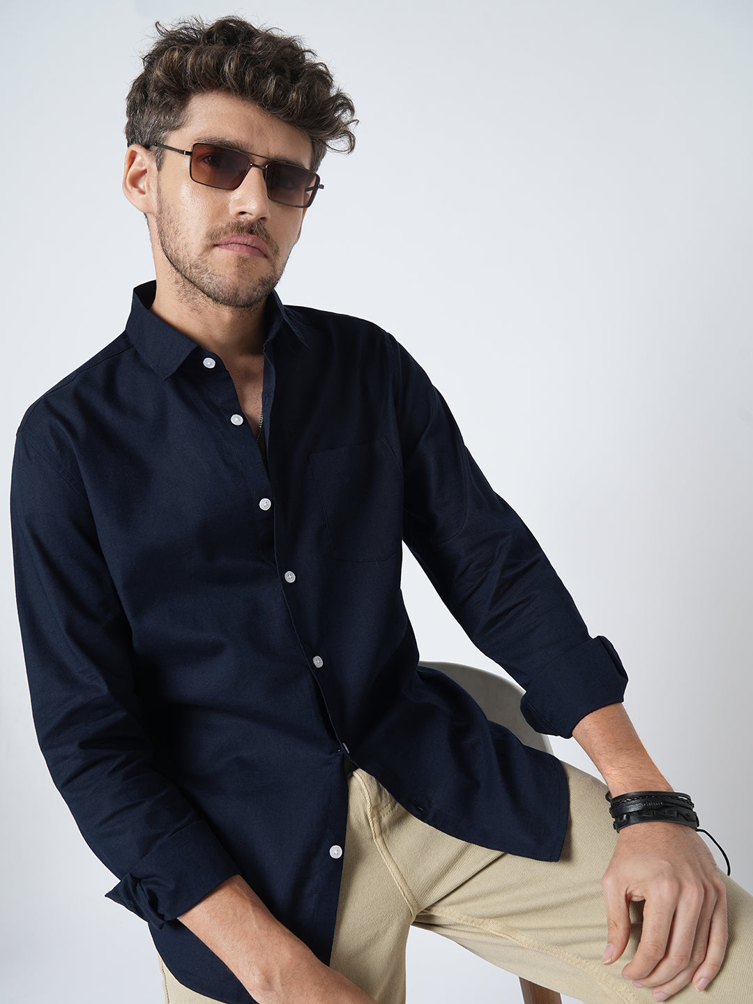 Regal Navy Slub Shirt