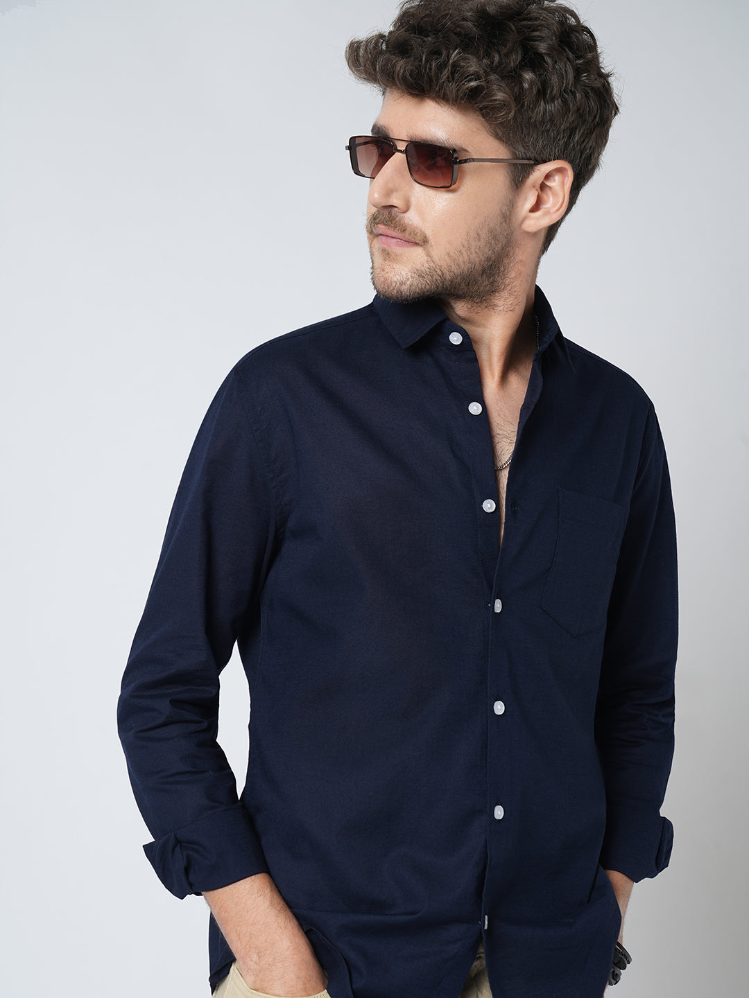 Regal Navy Slub Shirt