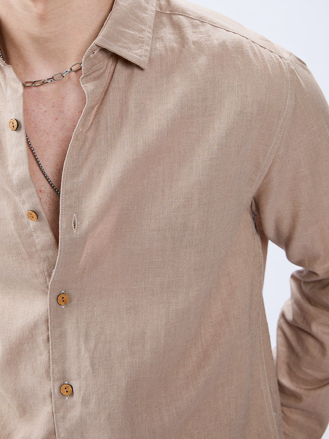 Beige Natural Hue Pure Linen Summer Shirt