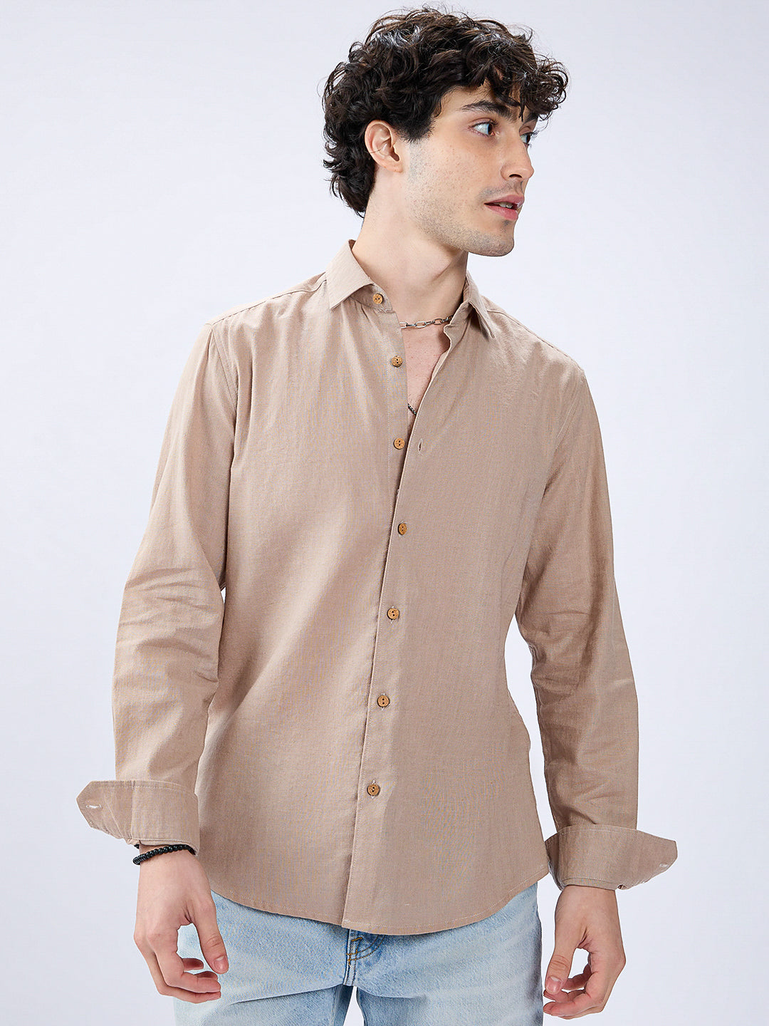 Beige Natural Hue Pure Linen Summer Shirt