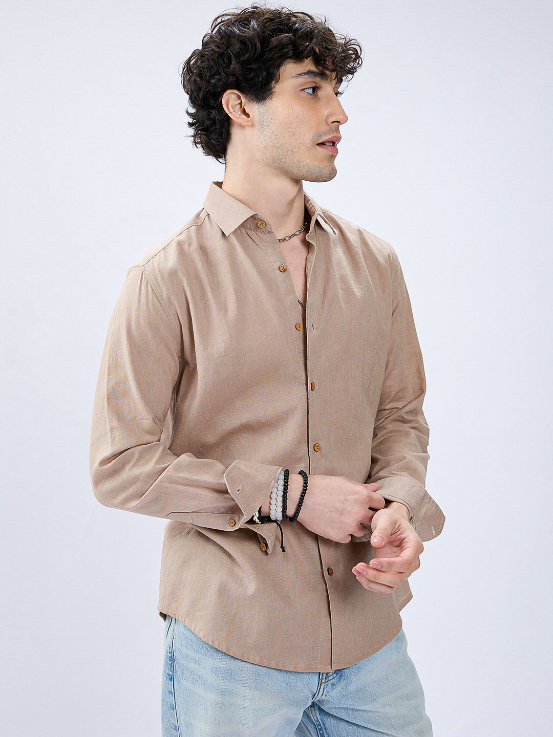 Beige Natural Hue Pure Linen Summer Shirt