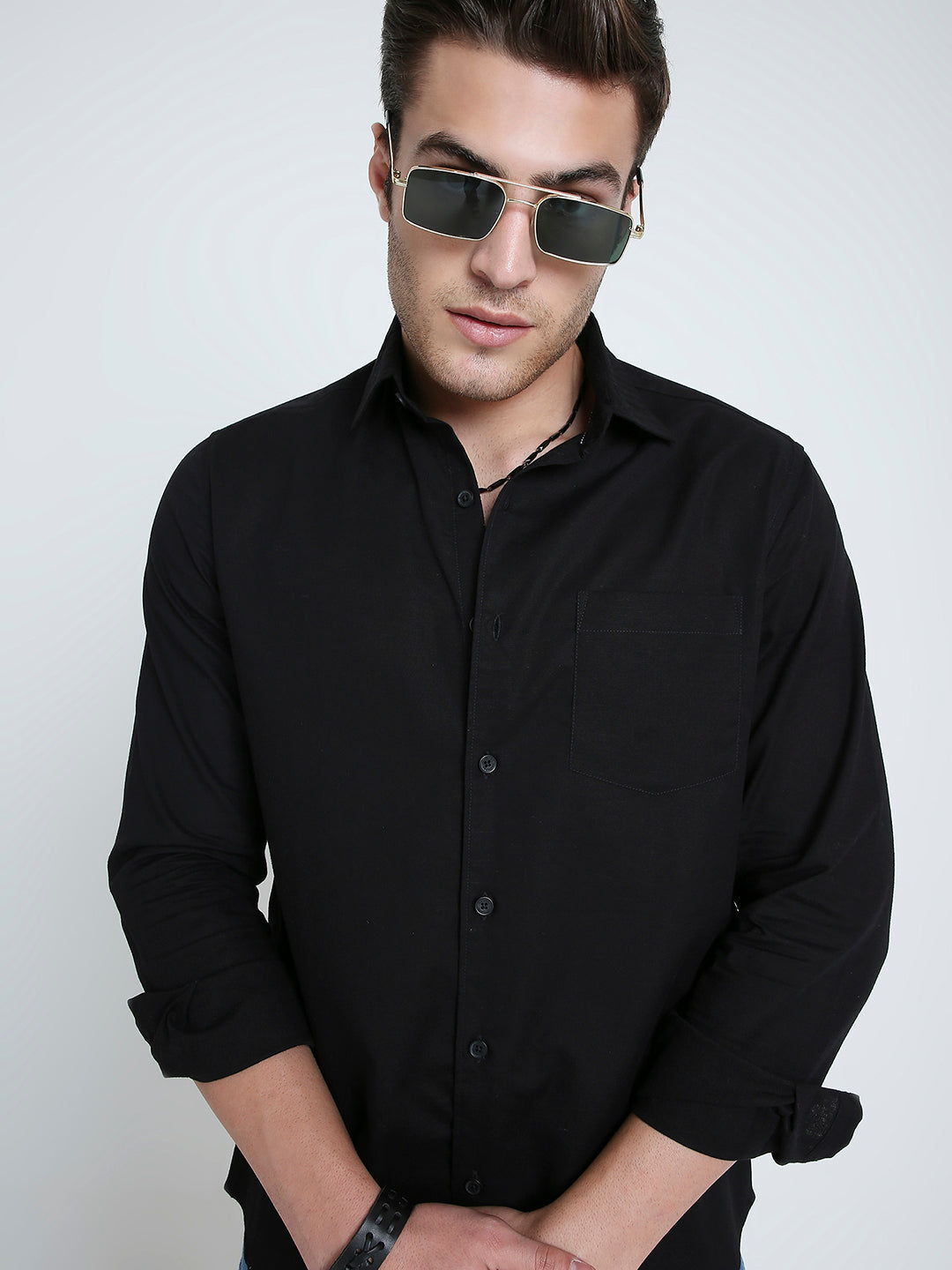 Jet Black Essentials Slub Shirt