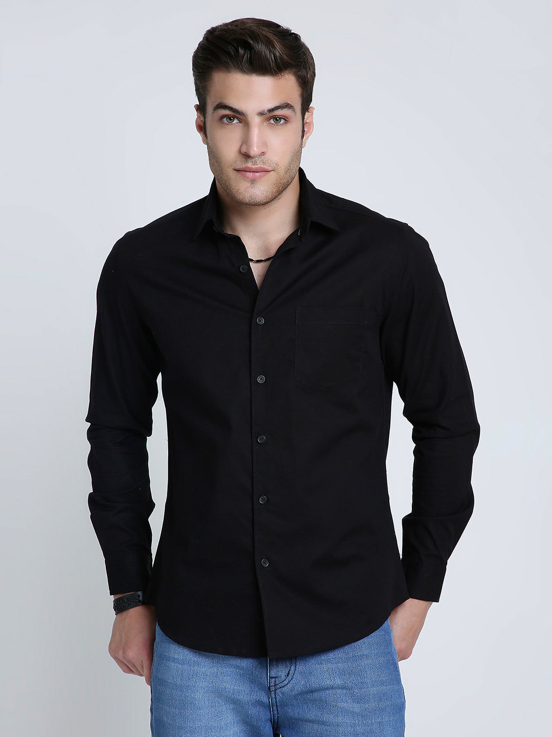 Jet Black Essentials Slub Shirt