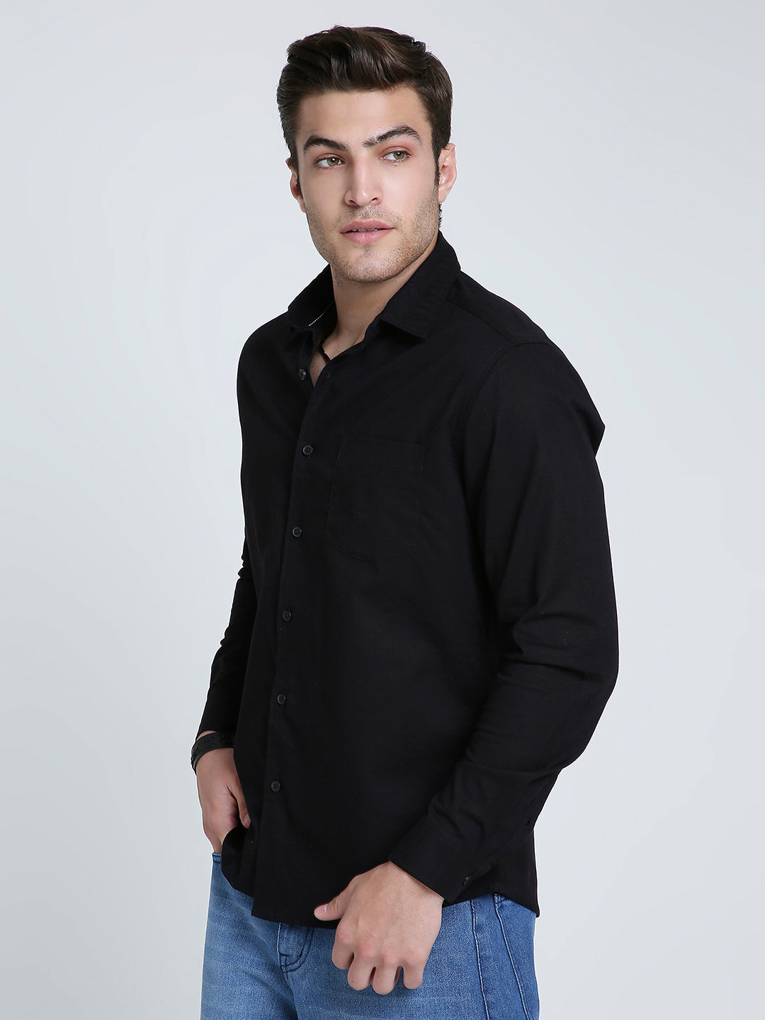 Jet Black Essentials Slub Shirt