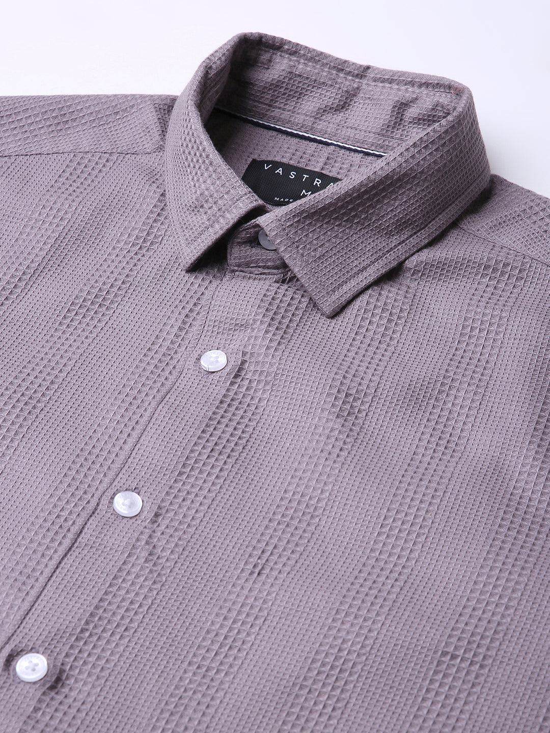 Smoky Mauve Waffle Grid Weave Shirt
