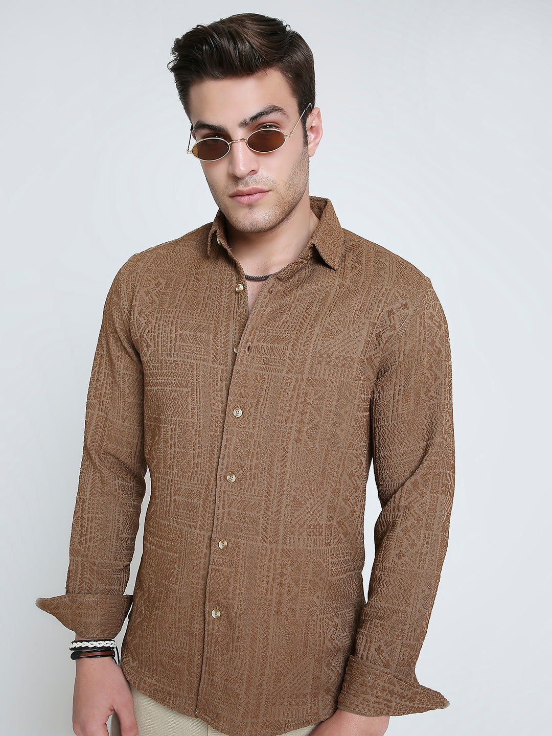 Intricate Rustic Charm Jacquard Shirt