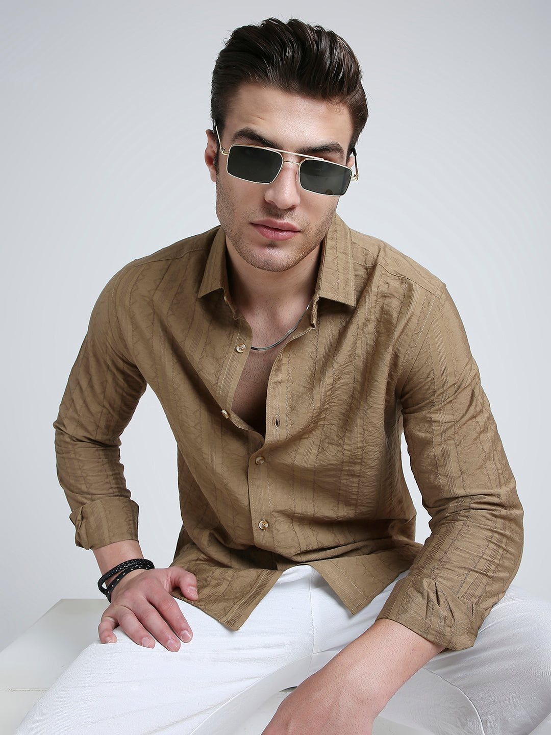 Brown Dune Stripe Elegance Shirt