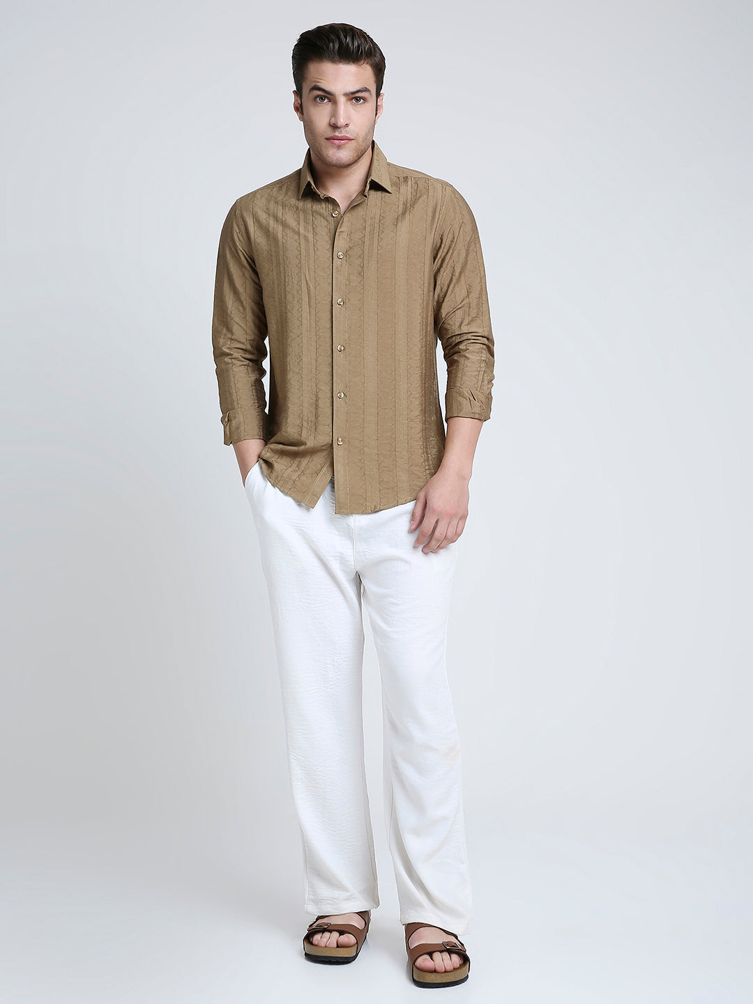 Brown Dune Stripe Elegance Shirt