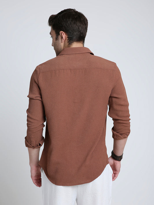 Russet Brown Crinkled Shirt