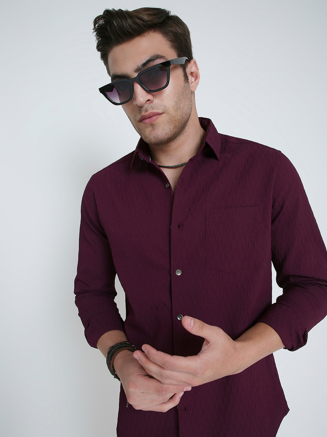 Royal Wine NightOut Textured Shirt
