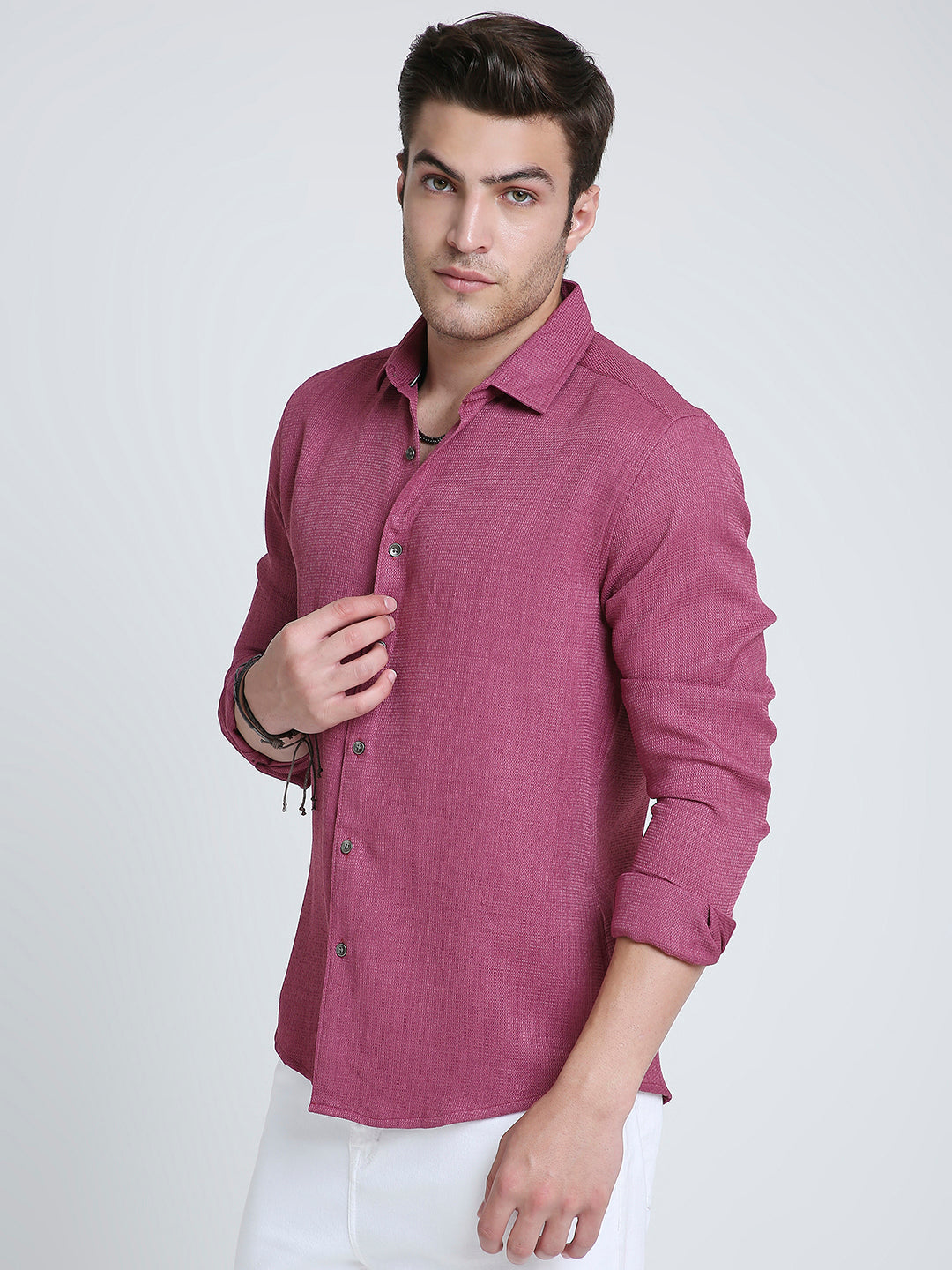 Rose Pink Mosaic Textured Shirt