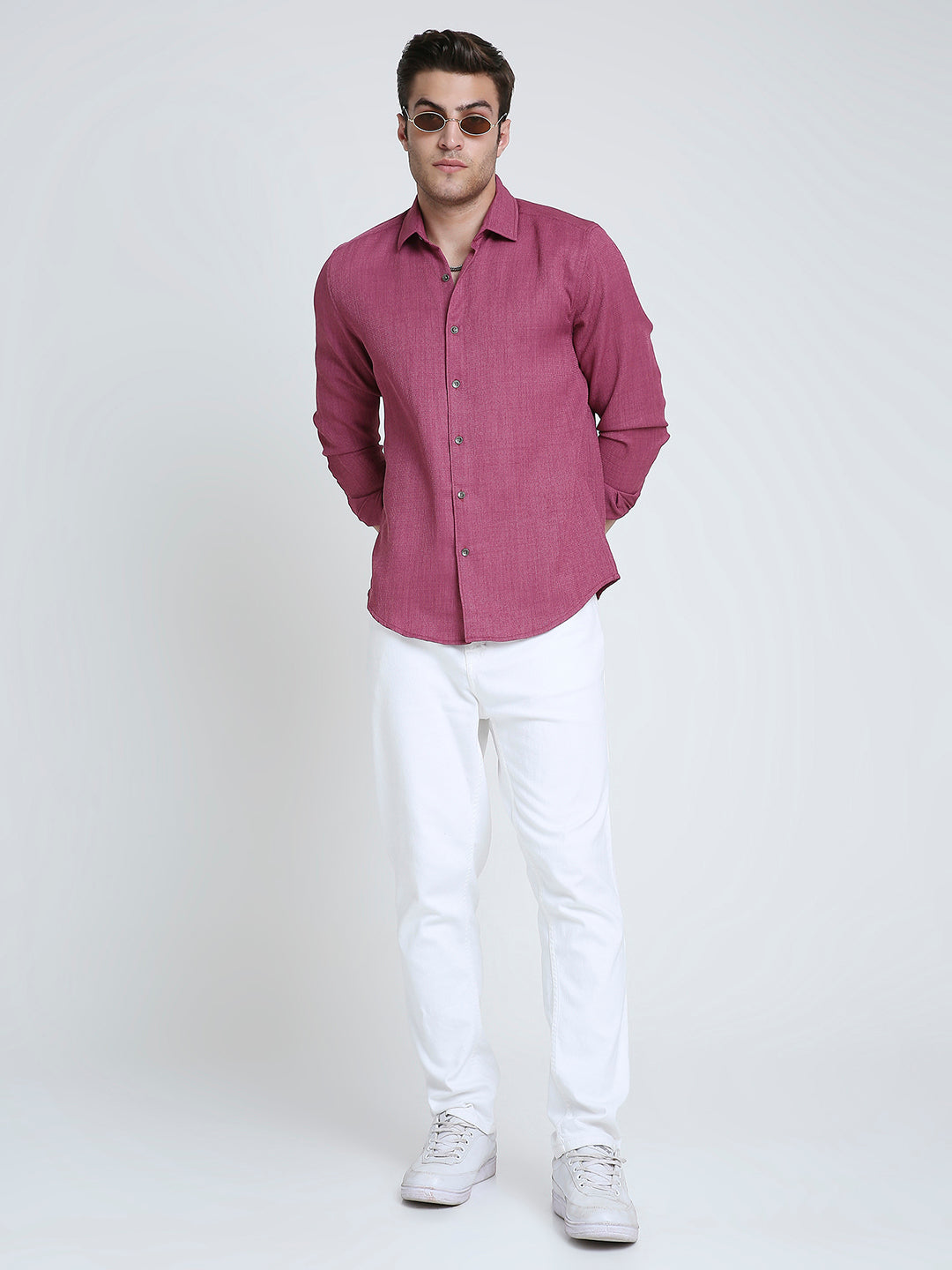 Rose Pink Mosaic Textured Shirt