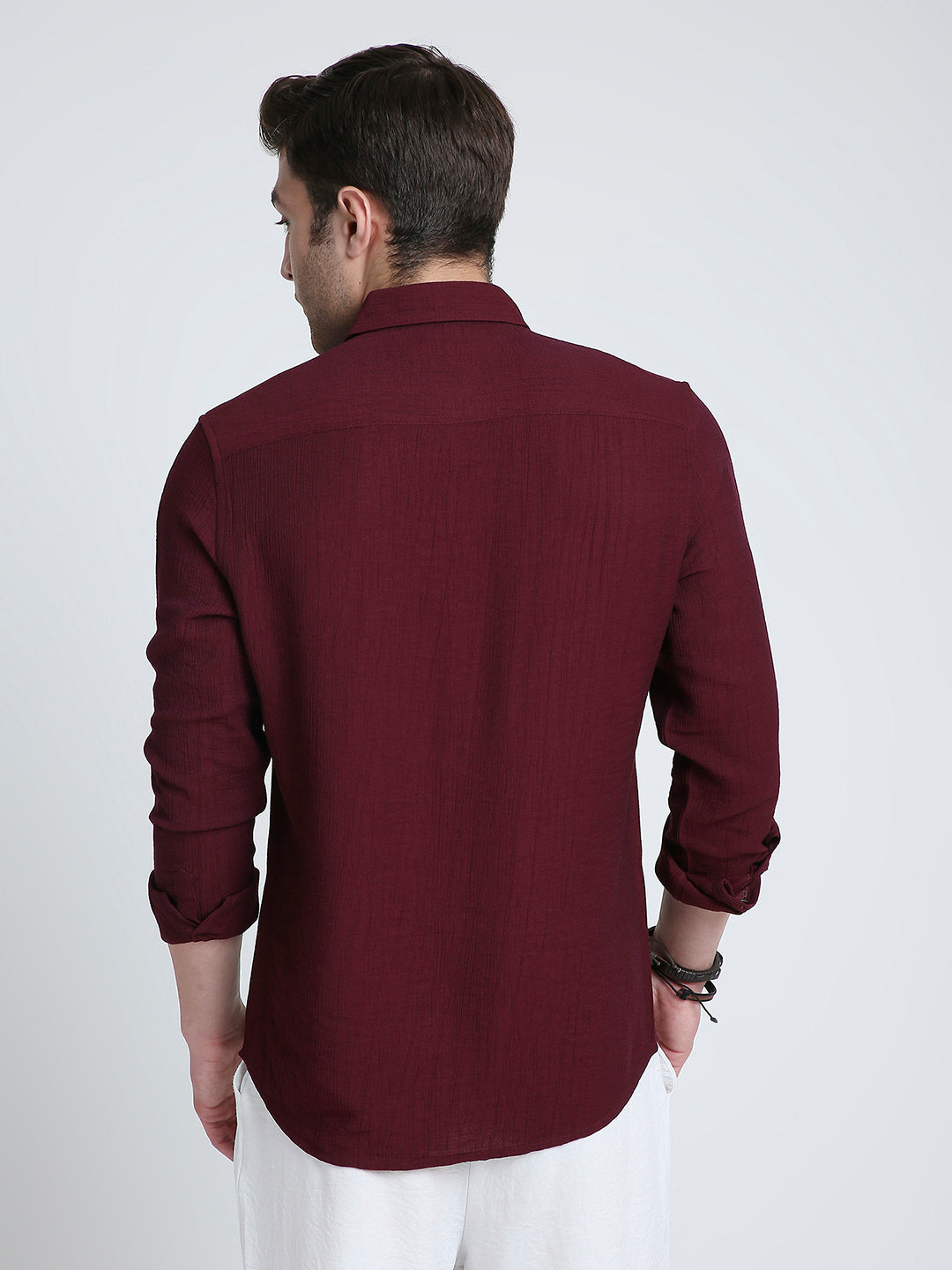 Dark Ruby Luxe Crinkled Shirt