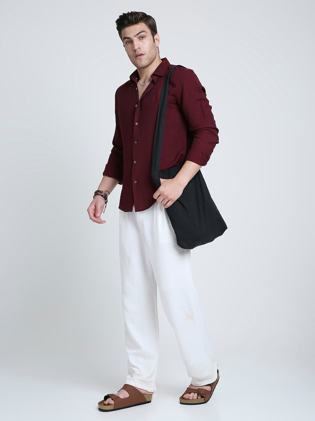 Dark Ruby Luxe Crinkled Shirt