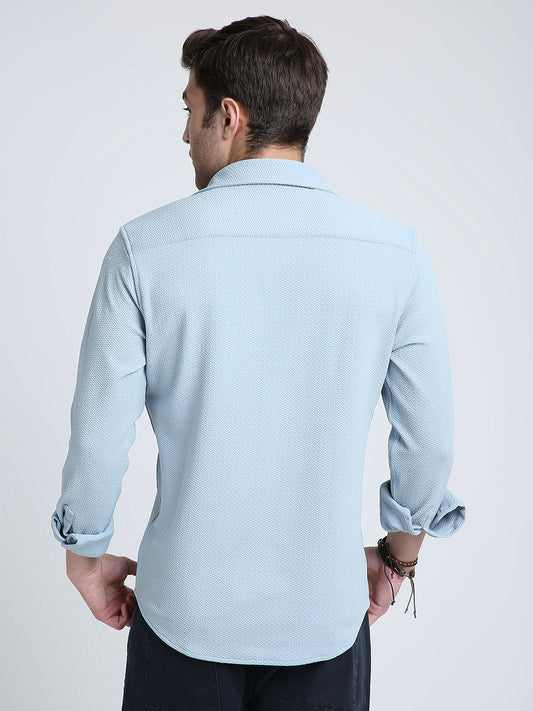 Serene Blue Subtle Textured Shirt