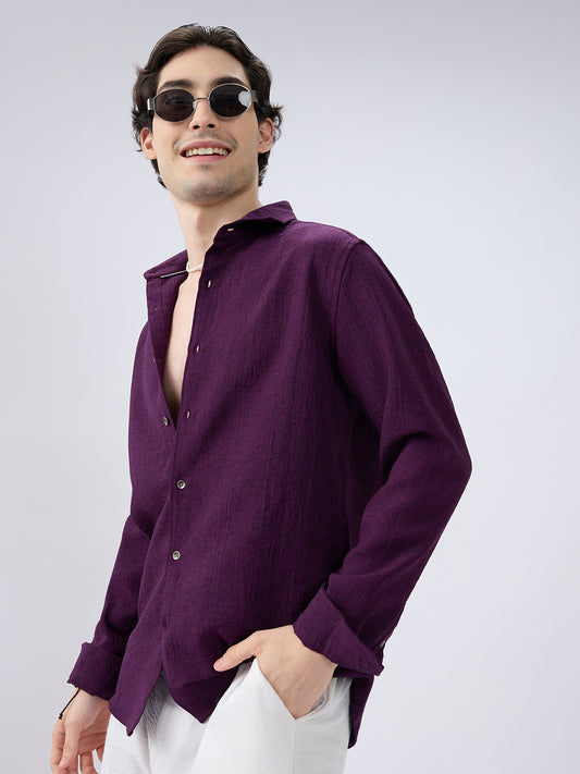 Tyrian Purple Fine Textured Shirt