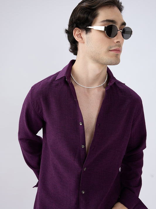 Tyrian Purple Fine Textured Shirt