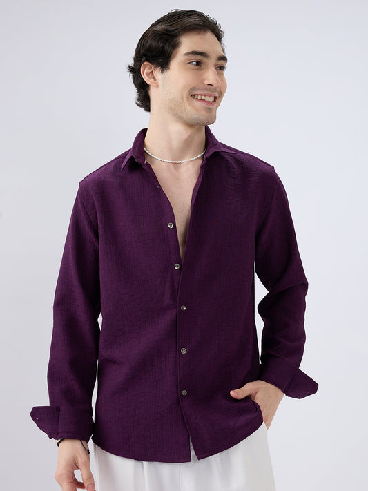Tyrian Purple Fine Textured Shirt