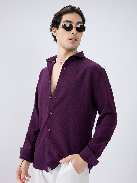 Tyrian Purple Fine Textured Shirt