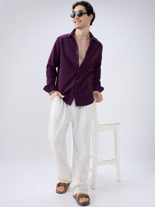 Tyrian Purple Fine Textured Shirt