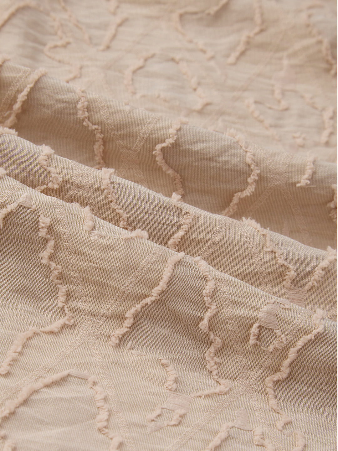 Beige Lozenge Engraved Artisan Frayed Shirt