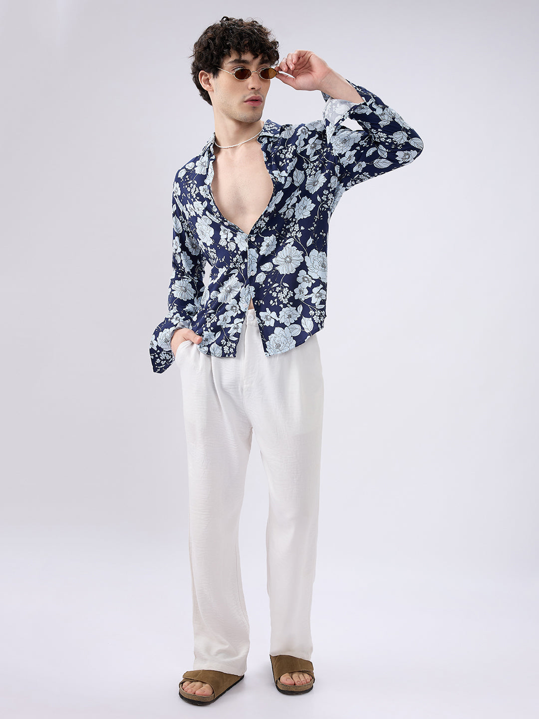 Navy Floral Escape Holiday Shirt