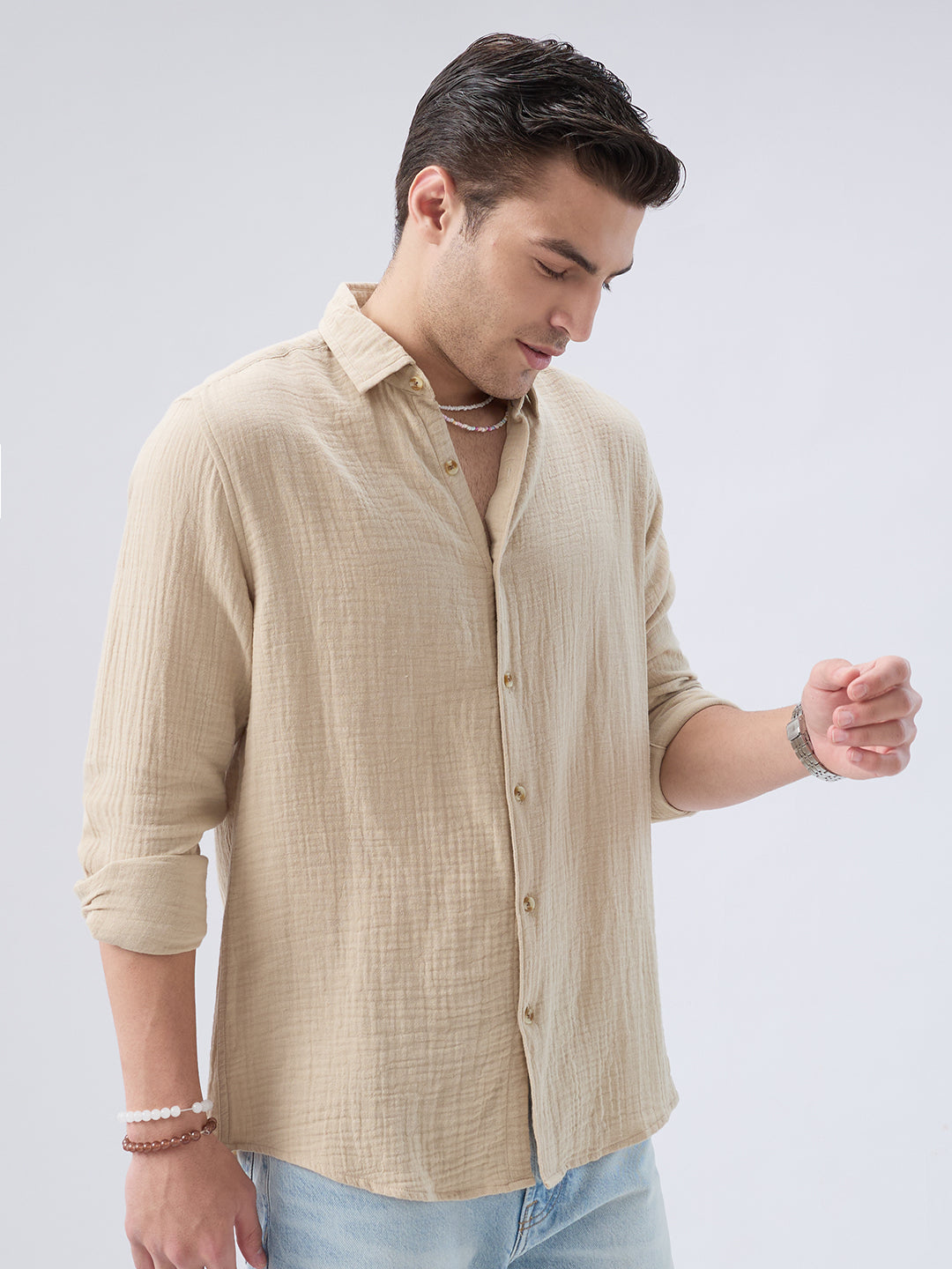 Warm Beige Double Cloth Shirt