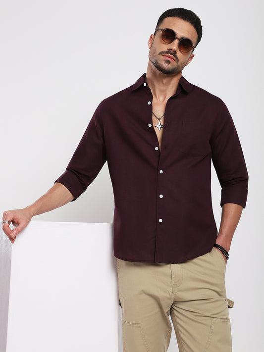 Royal Plum Essence Pure Linen Shirt