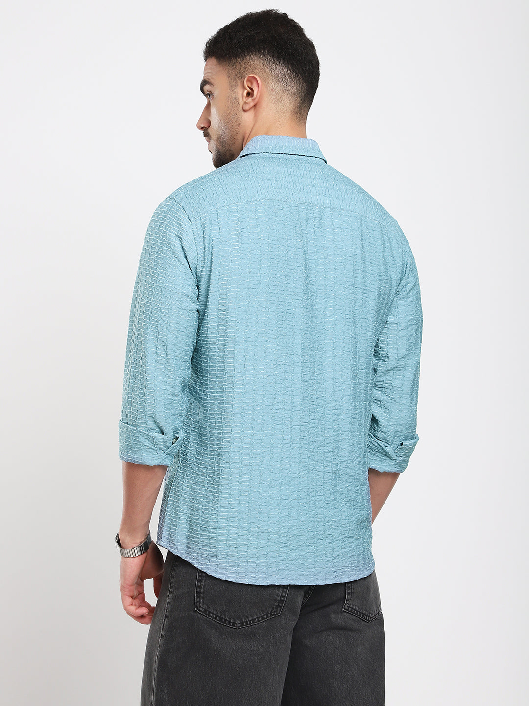 Crystal Wave Blue Horizontal Textured Shirt