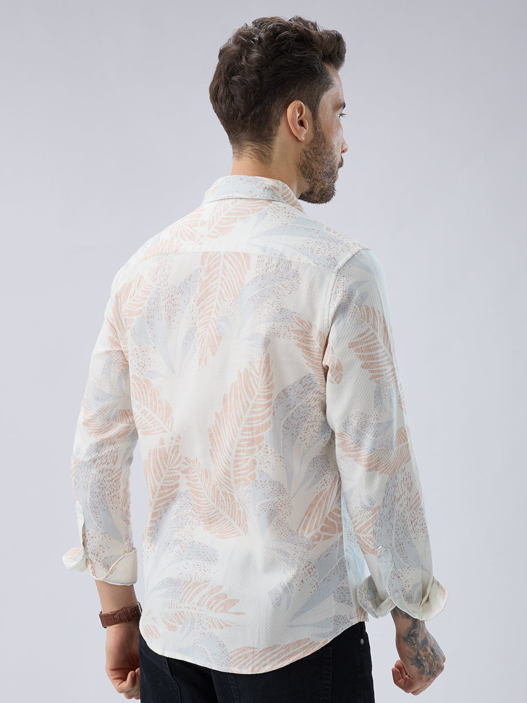 Tropical Escape Off-White Printed Shirt